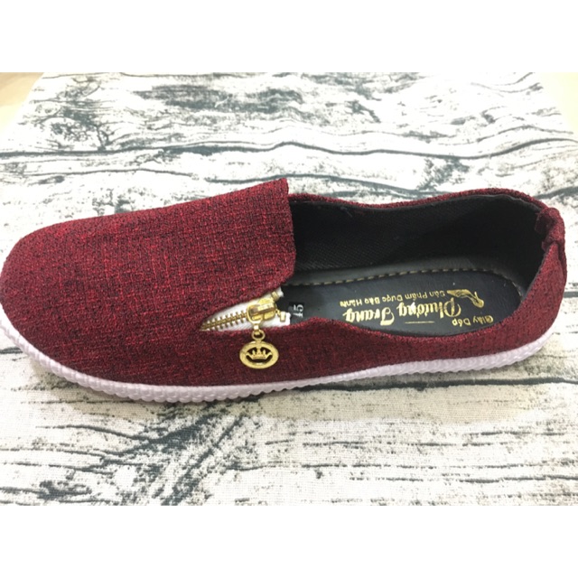 Giày lười muối tiêu dây kéo