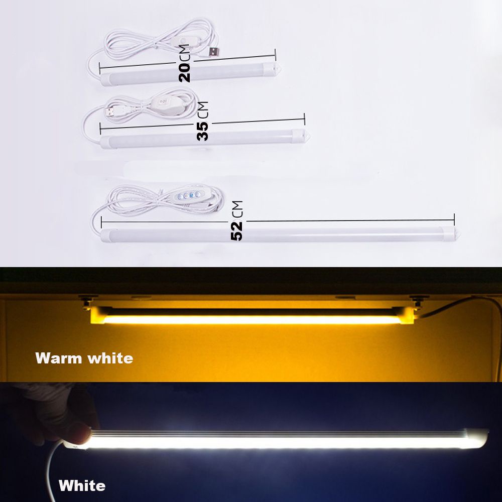 Thanh đèn LED USB 5V 20-52cm vỏ cứng dùng đọc sách trang trí tủ quần áo