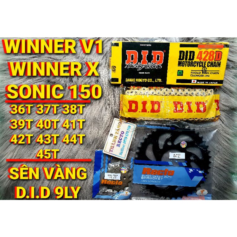 NHÔNG SÊN DĨA WINNER V1/WINNER X/SONIC 150/CBR150 VERZA DĨA 36T 37T 38T 39T 40T 41T 42T 43T 44T 45T SÊN VÀNG 9LY JAPAN