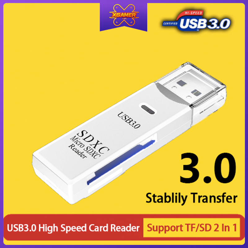 Đầu đọc thẻ nhớ USB 2.0 3.0 mini bằng nhựa ABS đa năng 2 trong 1 hỗ trợ thẻ TF SD cho máy tính / xe hơi