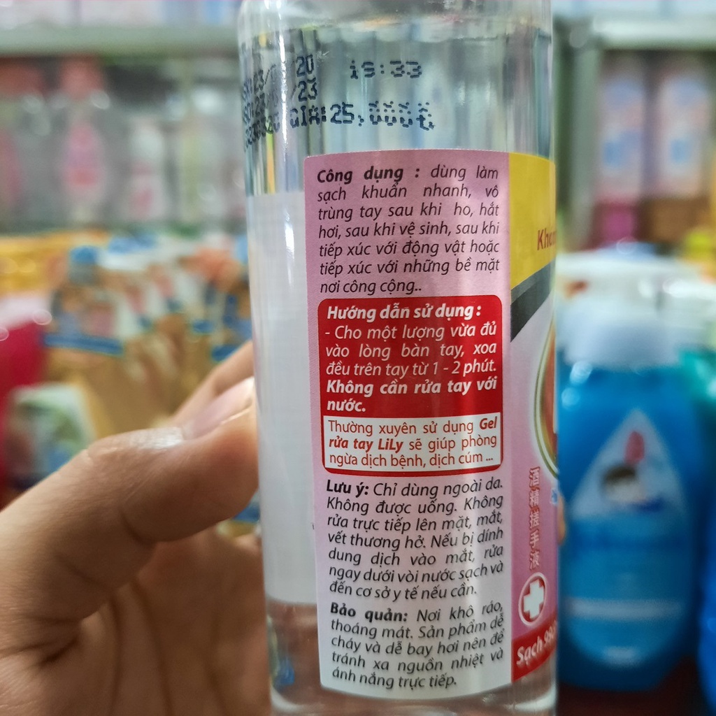 Gel rửa tay khô Lily sát khuẩn chai 120ml