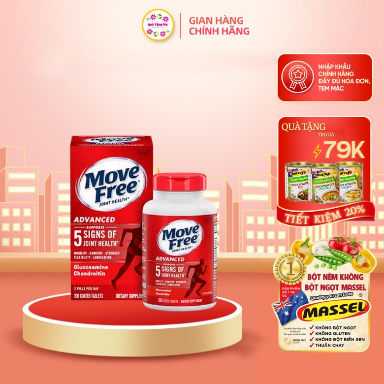 Hỗ trợ giảm đau xương khớp schif move free glucosamin và chondroitin 200 viên Healthy Care