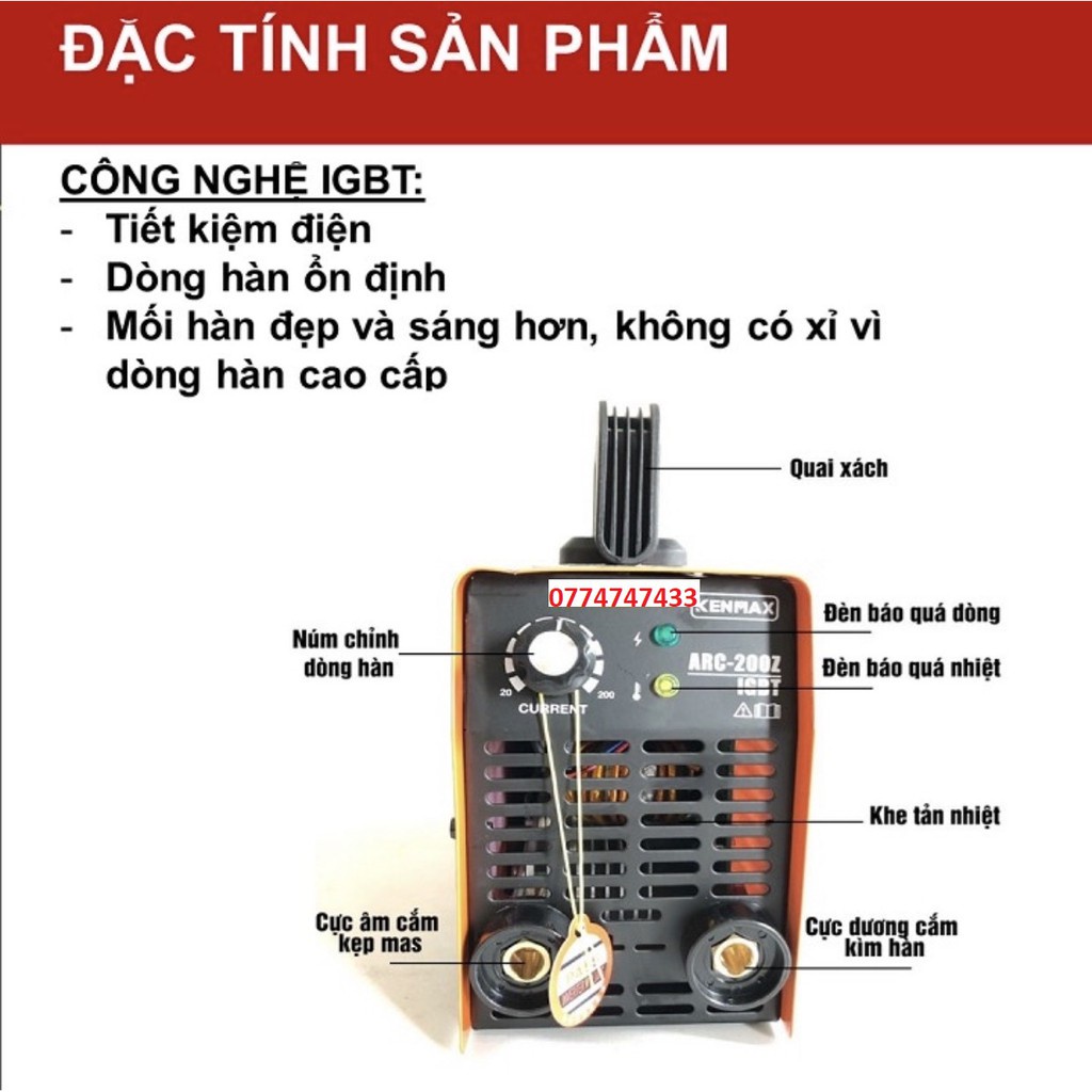 Máy hàn Kenmax ARC 200Z, Tặng full bộ kiện, thương hiệu Nhật Bản, máy hàn mini cao cấp - 𝑽𝒊𝒆𝒕𝒔𝒖𝒏