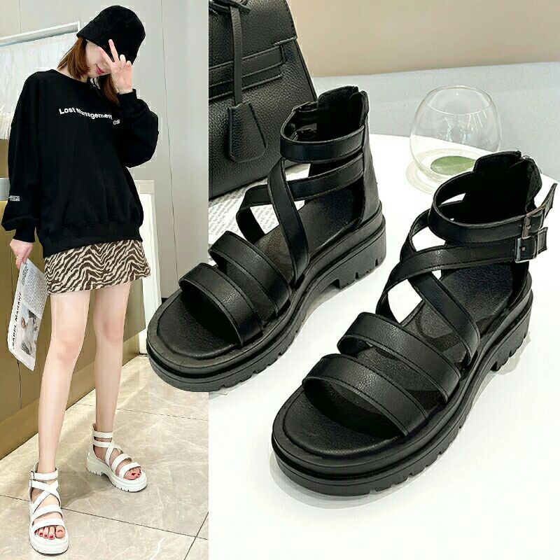 Giày sandal nữ 💖 FREESHIP 💖quai đan khóa kéo sau dáng CHIẾN BINH 2021