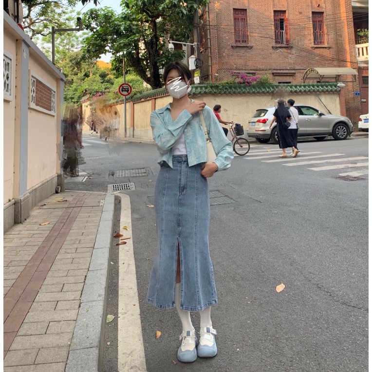 Chân Váy Đuôi Cá Lưng Cao Phong Cách Vintage | BigBuy360 - bigbuy360.vn