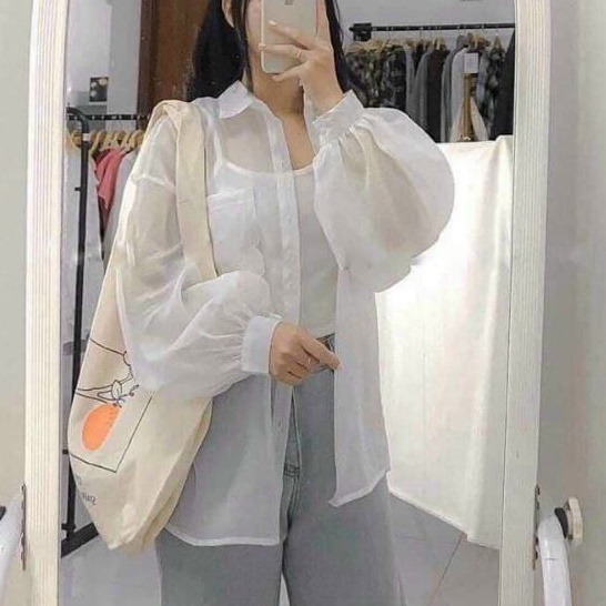Sét áo sơ mi phôm rộng có kèm áo 2 dây🥰