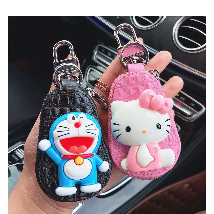 Vỏ Da Bảo Vệ Chìa Khóa Xe Hơi Họa Tiết Hello Kitty Dễ Thương