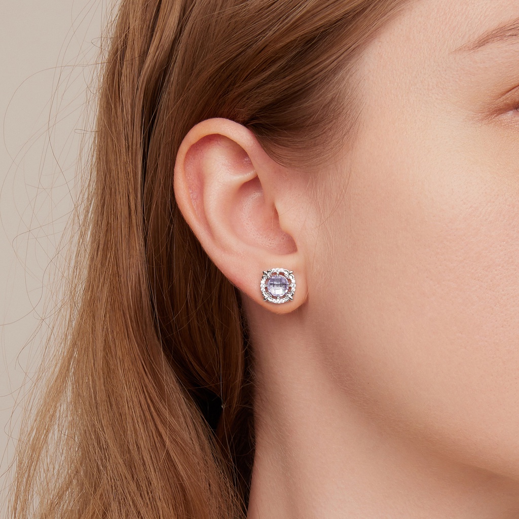 Hoa tai Bamoer bạc 925 đính đá hợp thời trang