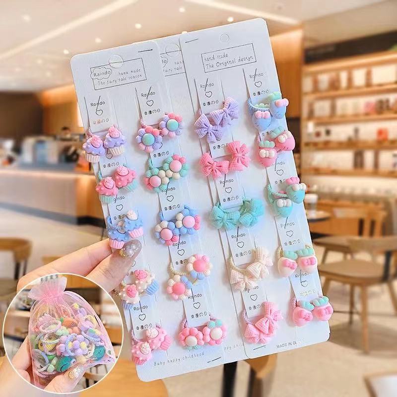 Set 40 Dây Buộc Tóc Cao Su Họa Tiết Hoạt Hình Dễ Thương Cho Bé Gái