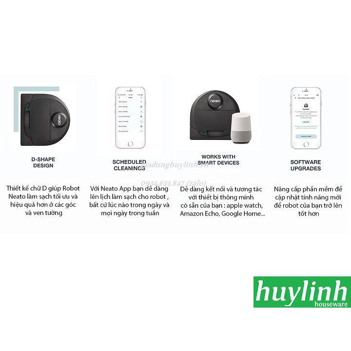 Robot hút bụi Neato D4 Connected - Điều khiển Smartphone - Chính hãng