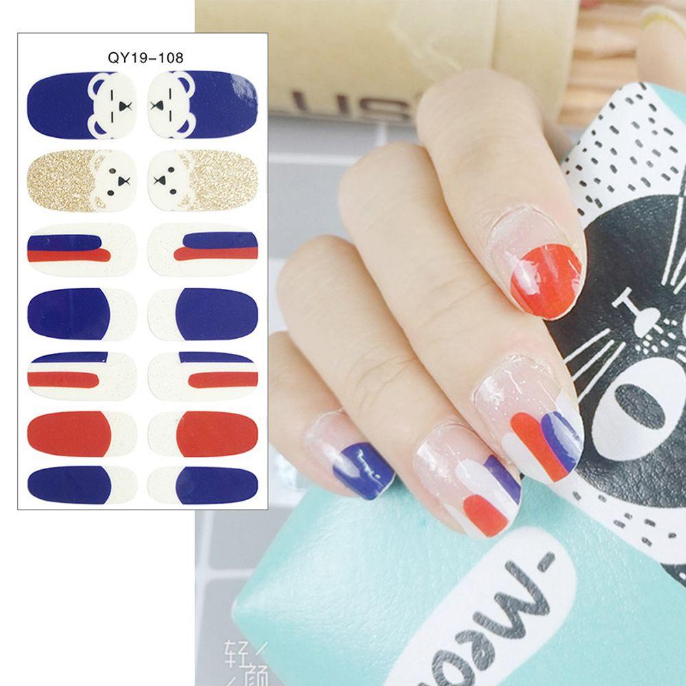 Bộ 14 Miếng Dán Trang Trí Móng Tay Họa Tiết Hoạt Hình Dễ Thương DIY