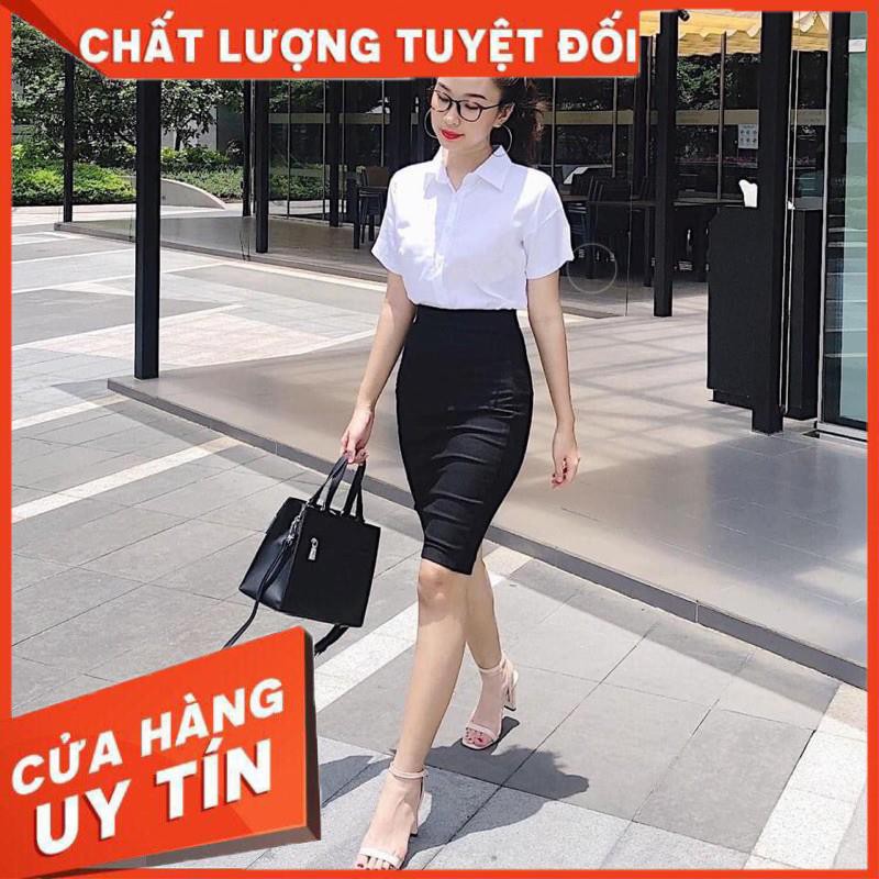 CHÂN VÁY CÔNG SỞ THUN ÔM ĐEN