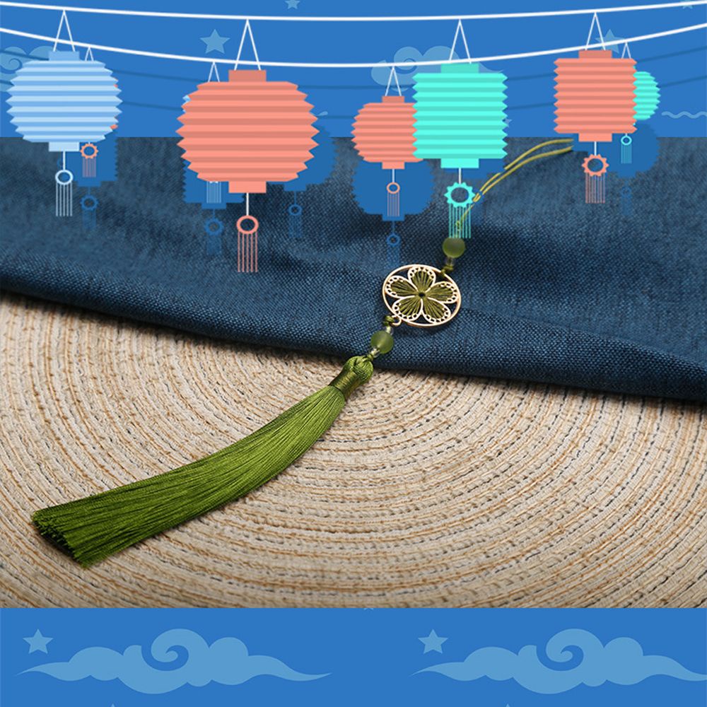 Dây tua rua polyester lụa thắt nút nhỏ xinh nhiều màu phong cách Trung Quốc 14cm trang trí nội thất thủ công