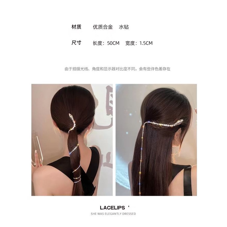 Kẹp Tóc Đuôi Ngựa Hình Rắn Đính Kim Cương Giả Lấp Lánh Thời Trang Mùa Hè Cho Nữ