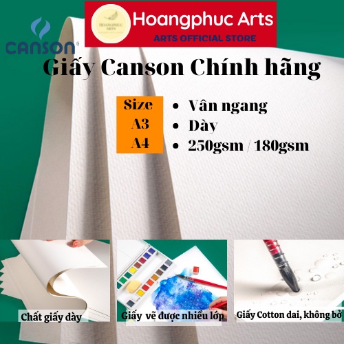 GIẤY CANSON PHÁP VẼ MÀU NƯỚC 180GSM / 250gsm A3/A4 (TẬP 10 TỜ)