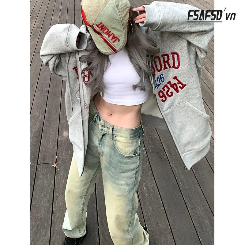 Áo Khoác Cardigan Có Nón Dáng Rộng Bằng Vải Cotton Màu Trơn Dễ Phối Đồ Cho Nữ