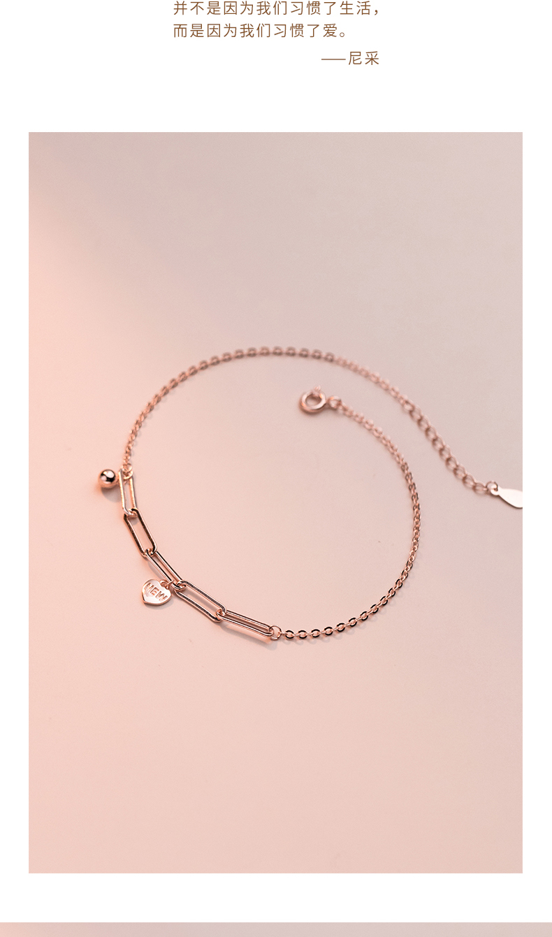 Lắc Chân Mạ Bạc 925 Hình Trái Tim Và Chữ Đơn Giản Phong Cách Hàn Quốc | BigBuy360 - bigbuy360.vn