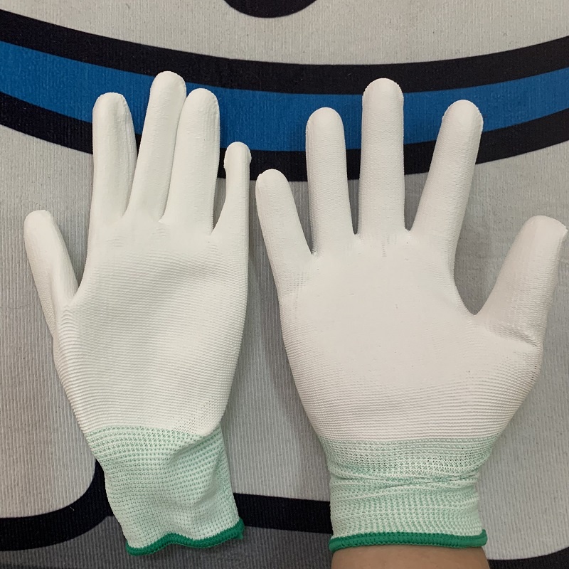 10 đôi găng tay bảo hộ trắng- phủ PU lòng bàn tay
