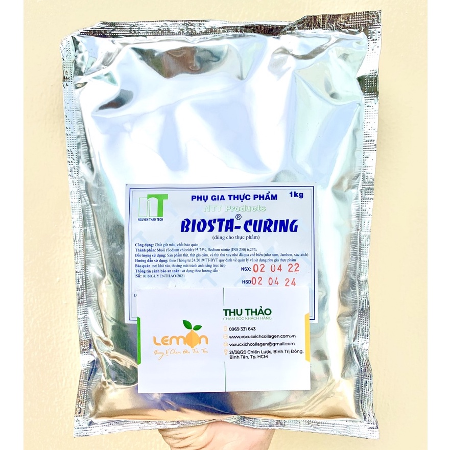 1Kg Muối đỏ BIOSTA-CURING chuyên tạo màu, giữ màu cho lạp xưởng, xúc xích, giò chả, pate