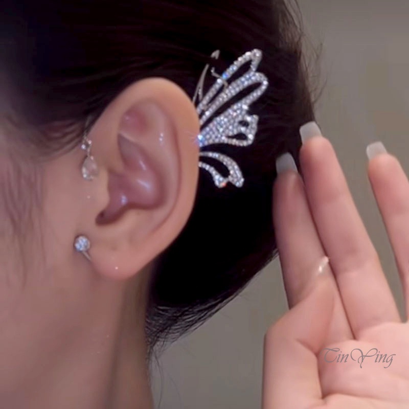 GETNOIVAS Bông Tai Hình Cánh Bướm Đính Đá Thời Trang Cho Nữ