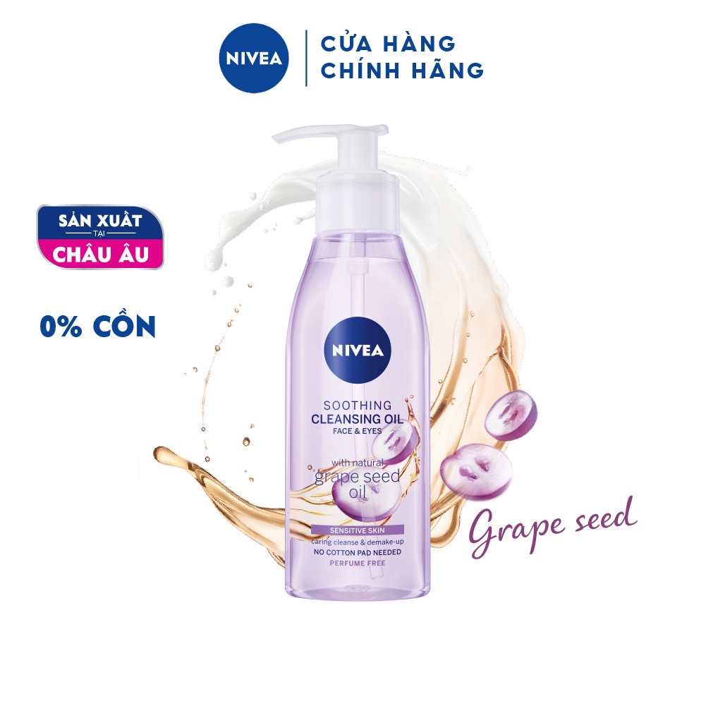 Bộ chăm da khỏe tối giản hằng ngày NIVEA: Kem Chống Nắng SPF50+ 40ml &amp; Dầu sữa tẩy trang hạt nho 150ml