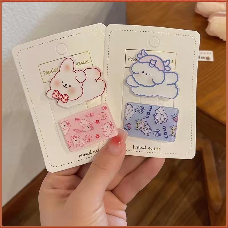 Kẹp Tóc Mỏ Vịt Bằng Acrylic In Họa Tiết Hoạt Hình Dễ Thương Phong Cách Hàn Quốc