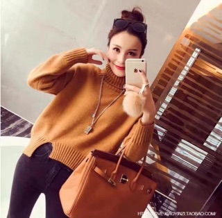 Áo len cổ lọ xẻ tà (KÈM VIDEO THẬT)