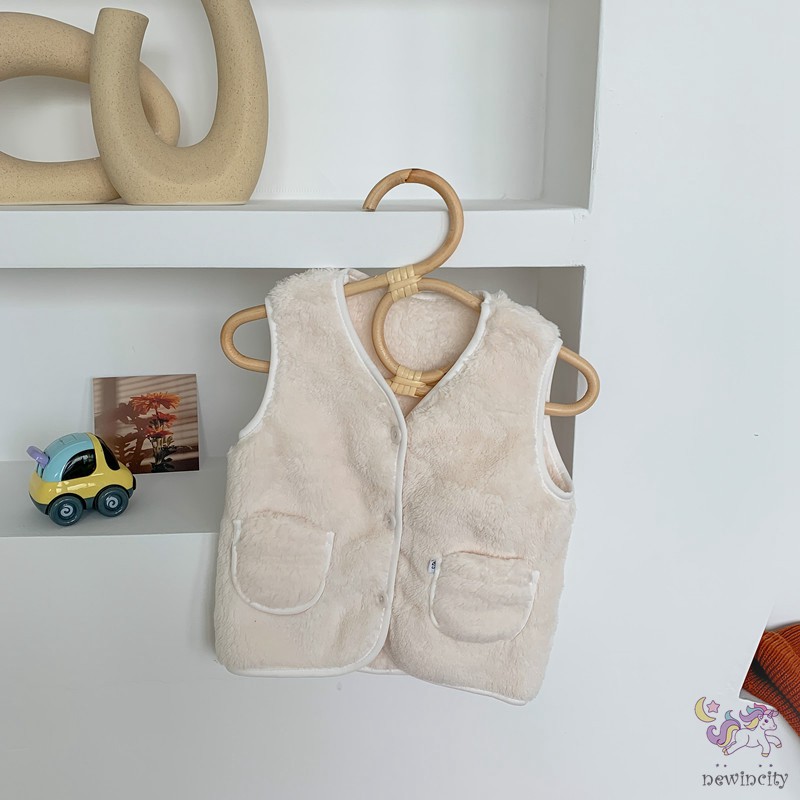 Áo Khoác Không Tay Màu Trơn Thời Trang Mùa Đông Hàn Quốc Cho Bé