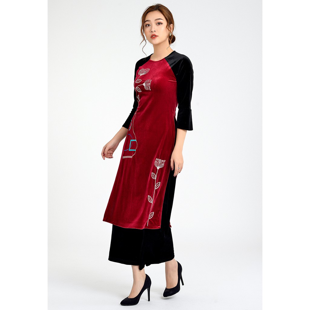 Áo Dài Cách Tân Nữ Nhung Thêu LAMER L61A18Q028