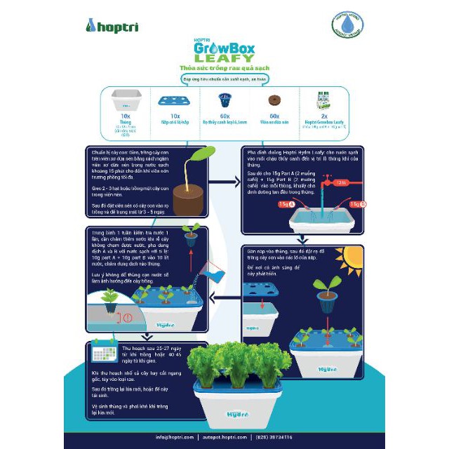 Bộ 1 chậu trồng rau ăn lá thủy canh tĩnh Growbox Leafy Kit Hợp Trí