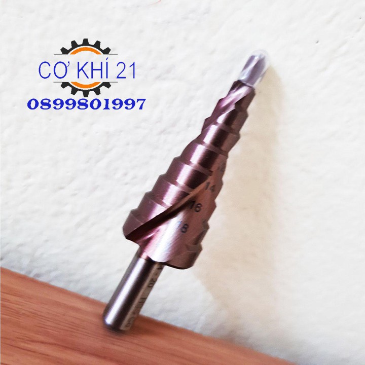 Mũi Khoan Inox, Sắt, Nhôm... Mũi Khoan Tháp 4-20mm Siêu Cứng chuôi tròn