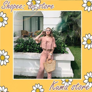 [CÓ ẢNH THẬT] SET ÁO PEPLUM QUẦN ỐNG RỘNG