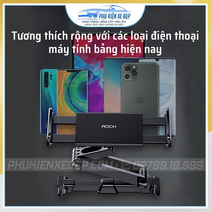 Giá đỡ IPad, máy tính bảng ⚡CAO CẤP⚡ trên ô tô Rock gắn lưng ghế | Hỗ trợ sử dụng cho hàng ghế sau sử dụng Ipad