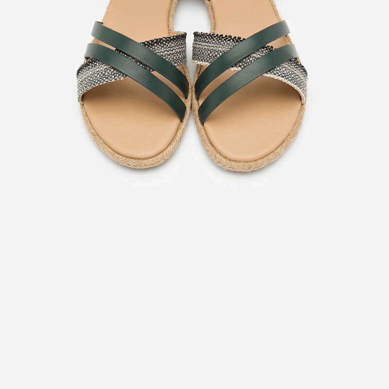 Vascara - Giày Sandal Quai Chéo Phối Cói - Màu Xanh Cổ Vịt [Chất lượng]