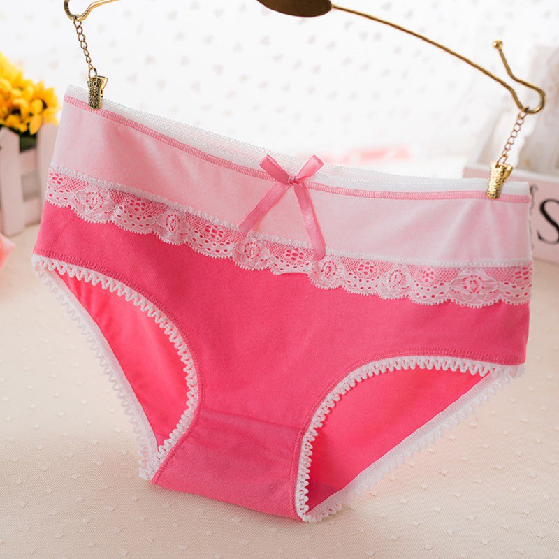 QUần lót nữ chất cotton phối ren QN.02 nhiều màu cho chị em - Ảnh shop làm