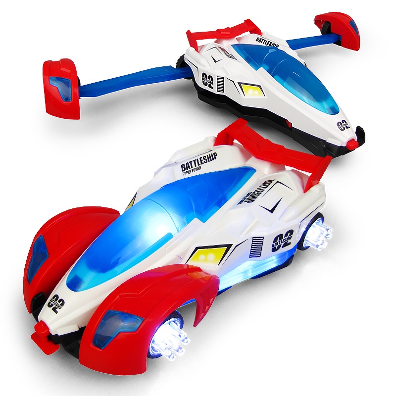 Đồ chơi xe ô tô đua, biến hình thành máy bay, có âm thanh và đèn nhấp nháy vượt nhộn cho bé