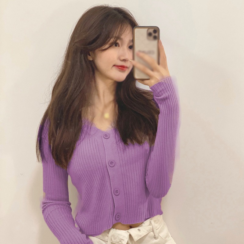 Áo Khoác Len Cardigan Tay Dài Cổ Chữ V Dáng Rộng Dễ Phối Đồ | BigBuy360 - bigbuy360.vn