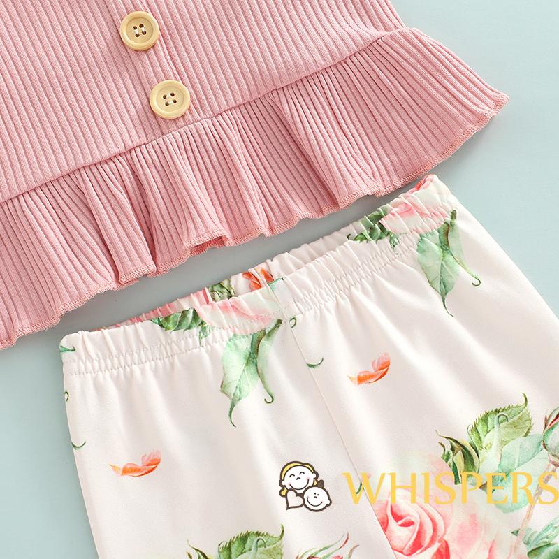 Set Áo Sát Nách + Quần Dài Ống Loe Họa Tiết Hoa Cho Bé