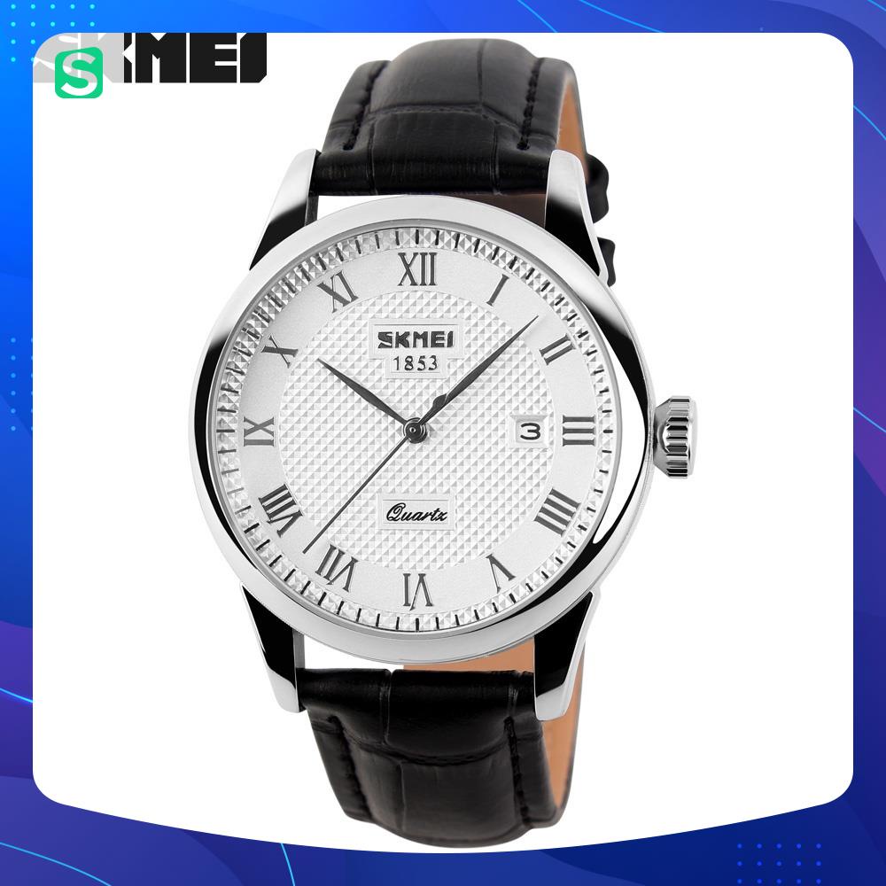 Đồng hồ nam dây da SKMIE,Doanh nhân Đồng hồ thạch anh Thời trang mới Dây da không thấm nước,BH 12 tháng