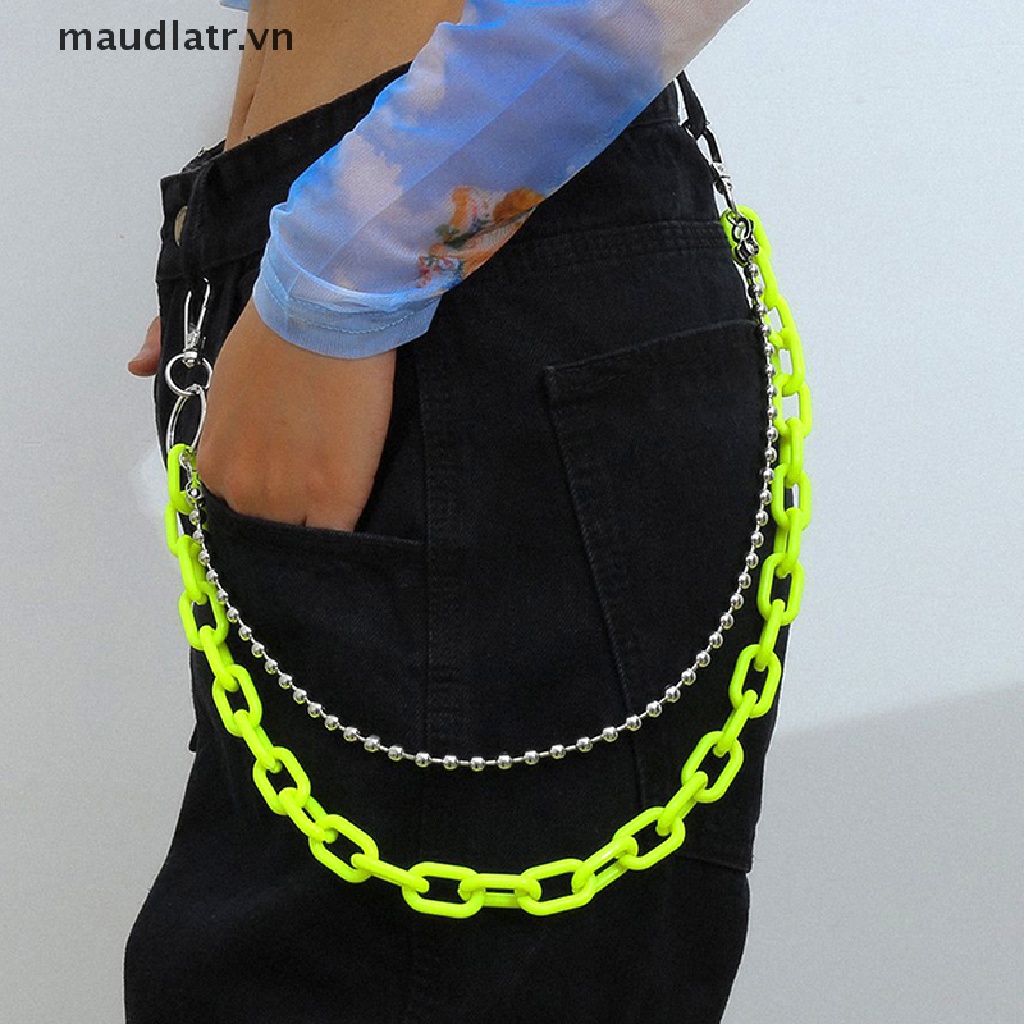 Dây Xích Đeo Thắt Lưng Hai Lớp Bằng Acrylic Phong Cách Hip Hop Cá Tính