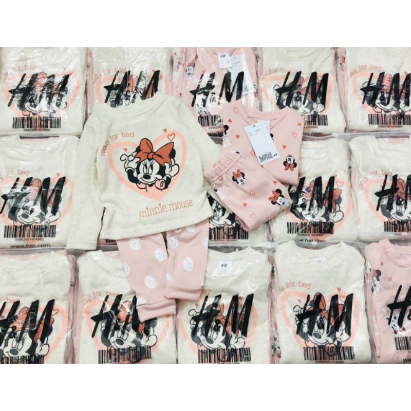 Set 2 bộ nỉ da cá Minnie HM cho bé gái