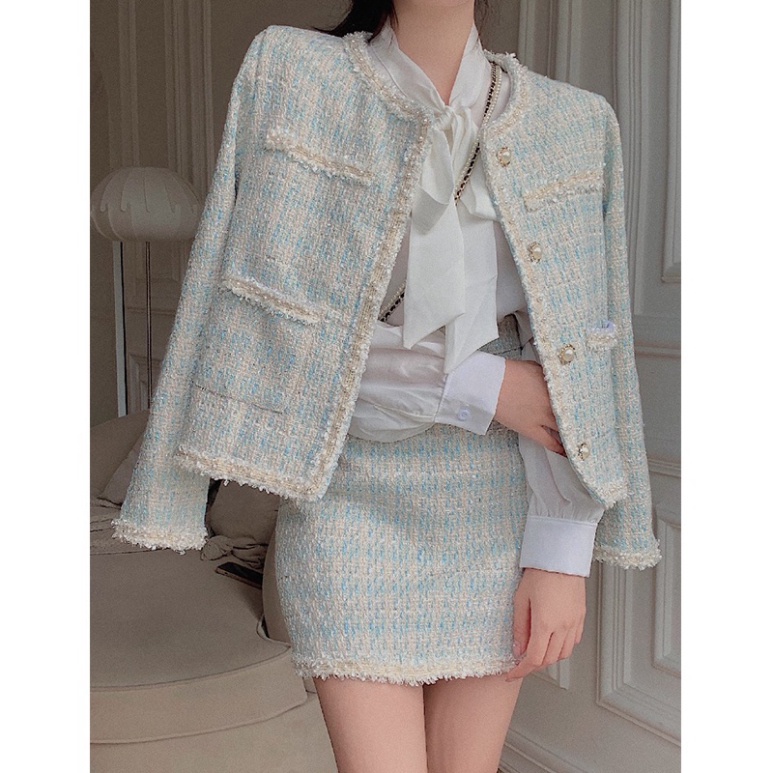Set dạ tweed siêu xinh phong cách tiểu thư hàng Quảng Châu cao cấp _ Hàng ORDER có ẢNH THẬT | BigBuy360 - bigbuy360.vn
