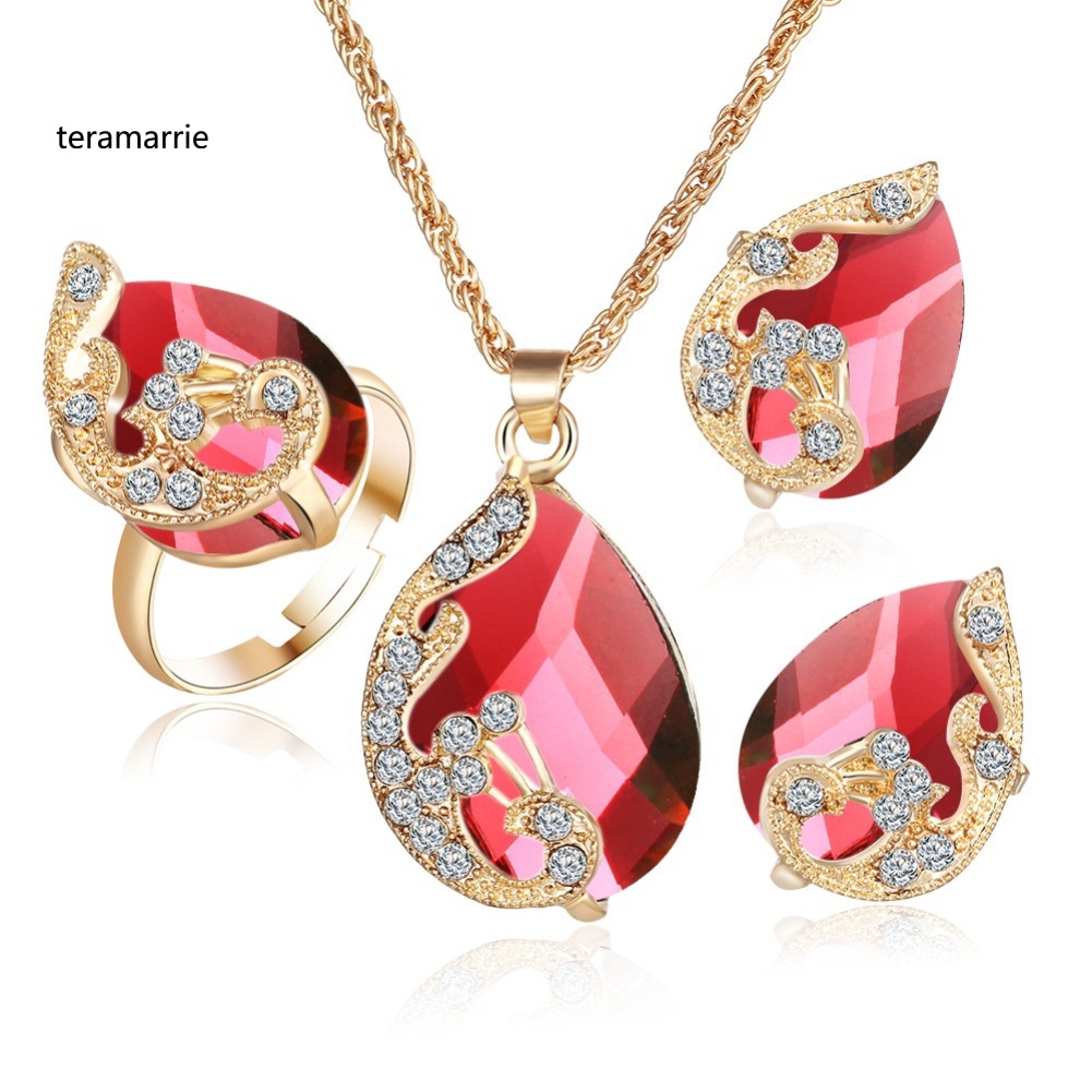 Bộ trang sức hình giọt nước đính đá lấp lánh thời trang cho nữ