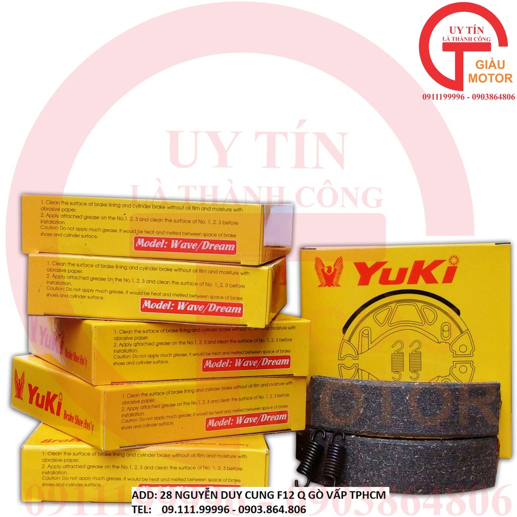 YUKI - BỐ THẮNG VÀNG YUKI - MÁ PHANH CƠ - XE HONDA CC: 50-70-100-110-125 DREAM, WAVE  ,UY TÍN, CHẤT LƯỢNG,GIÁ RẺ