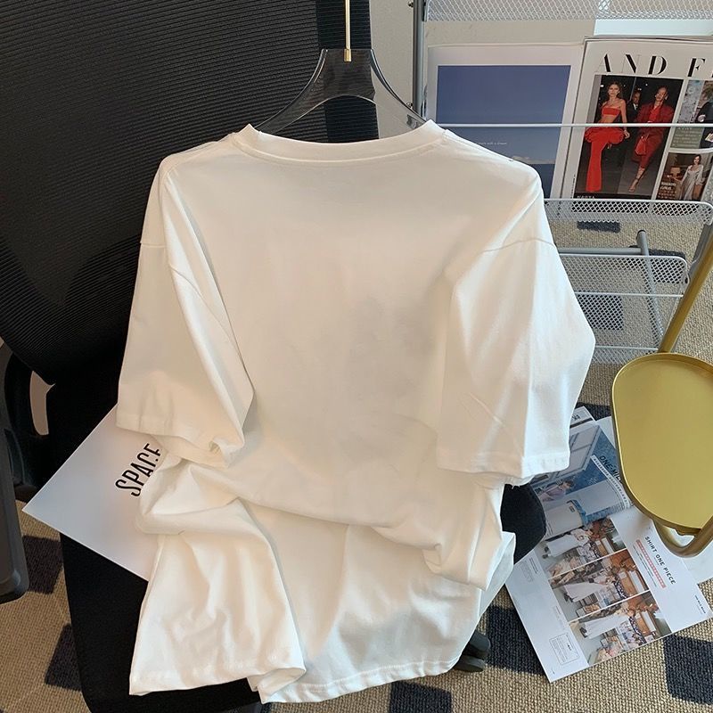 Áo Thun Đen Tay Ngắn Họa Tiết Hoa Ba Chiều Thời Trang Cho Nữ