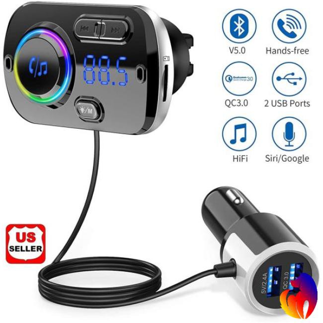 Thiết Bị Phát Tín Hiệu Fm Bluetooth Không Dây Rảnh Tay Cho Máy Mp3 Trên Xe Hơi