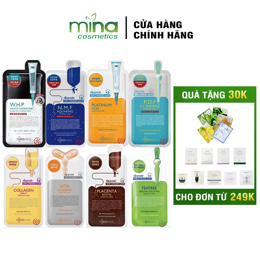 Mặt nạ dưỡng da Mediheal Teatree, Vita Lightbeam, Placenta Revital và Collagen EX Essential Mask 24ml