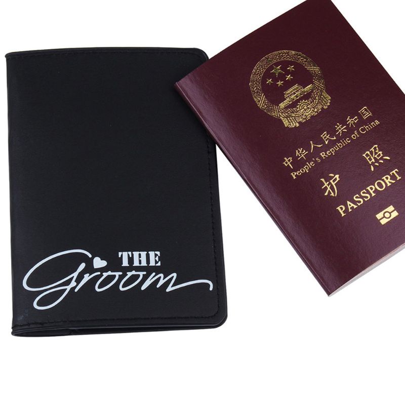 Vỏ Bọc Hộ Chiếu In Chữ Bride Groom Đám Cưới