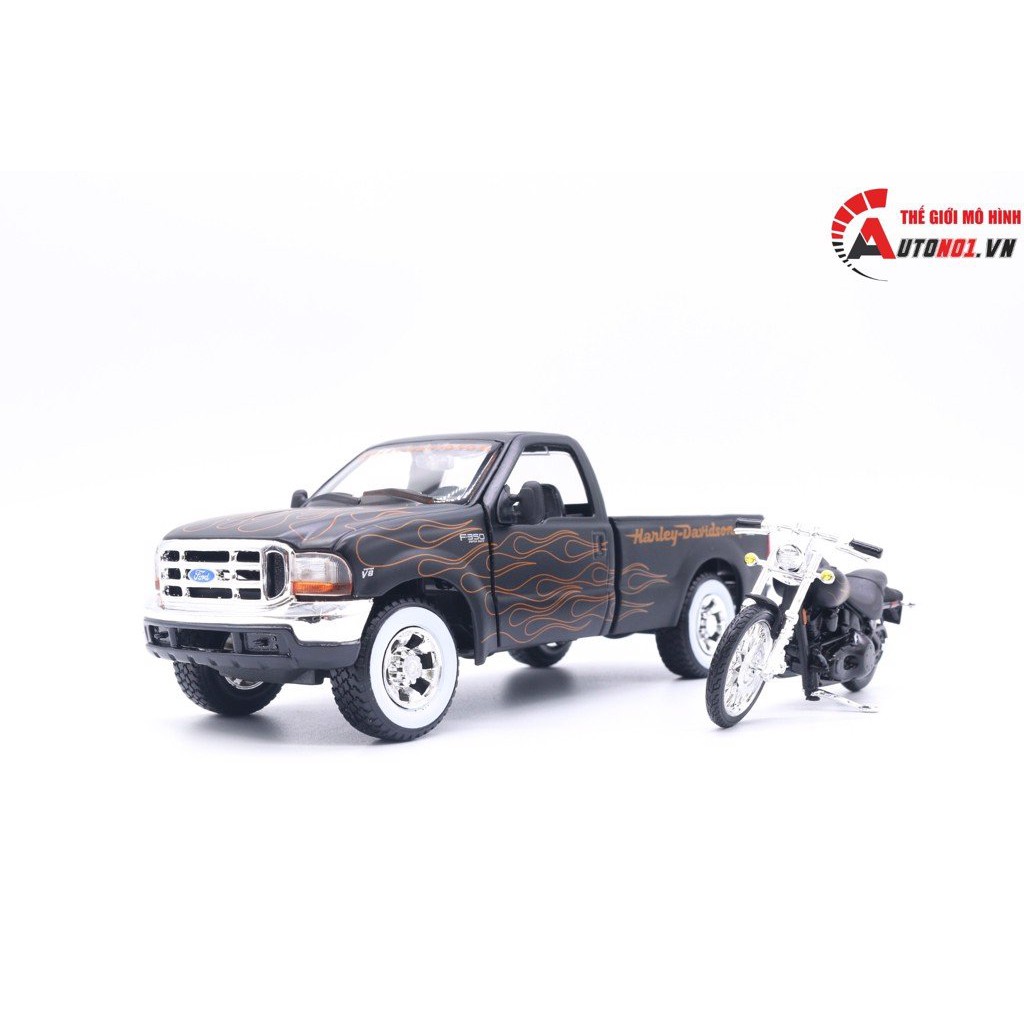 MÔ HÌNH BÁN TẢI HARLEY FORD F350 SUPER DUTY PICKUP 1999 1:24 - FXSTB NIGHT TRAIN 2002 1:24 MAISTO 3035