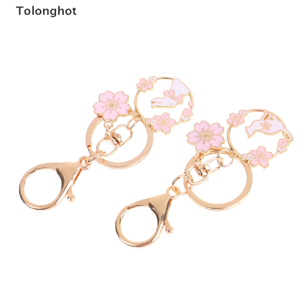 Móc Khóa Tráng Men Hình Thỏ / Mèo / Hoa Dễ Thương